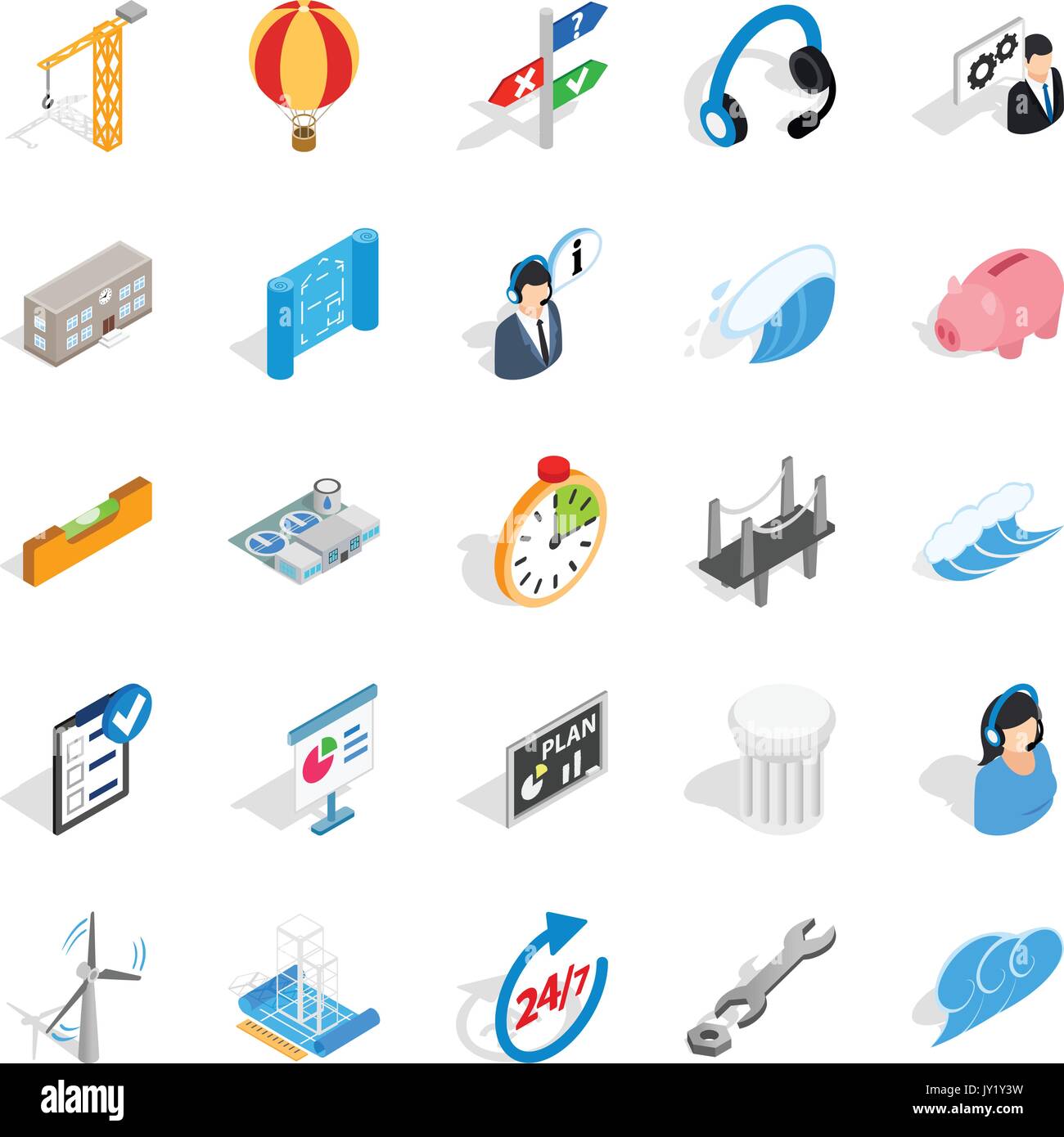 Streetlight icons set, isometric style Stock Vector