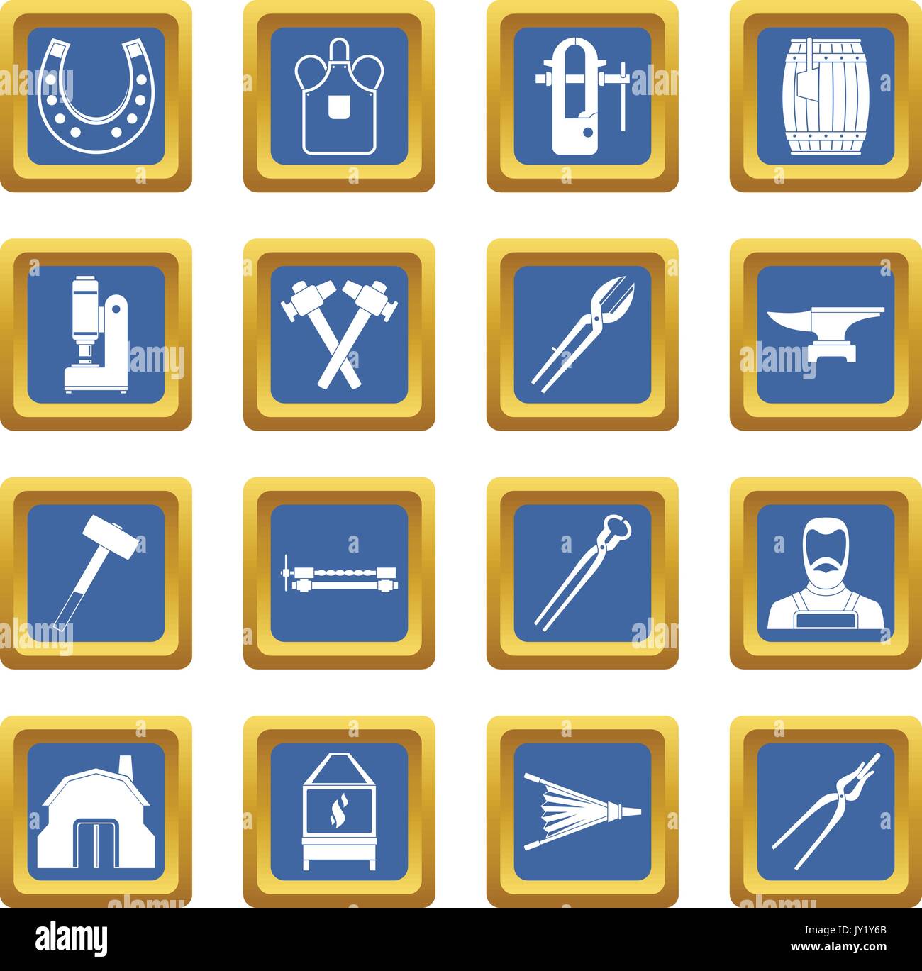 Blacksmith icons set blue Stock Vector Image & Art - Alamy