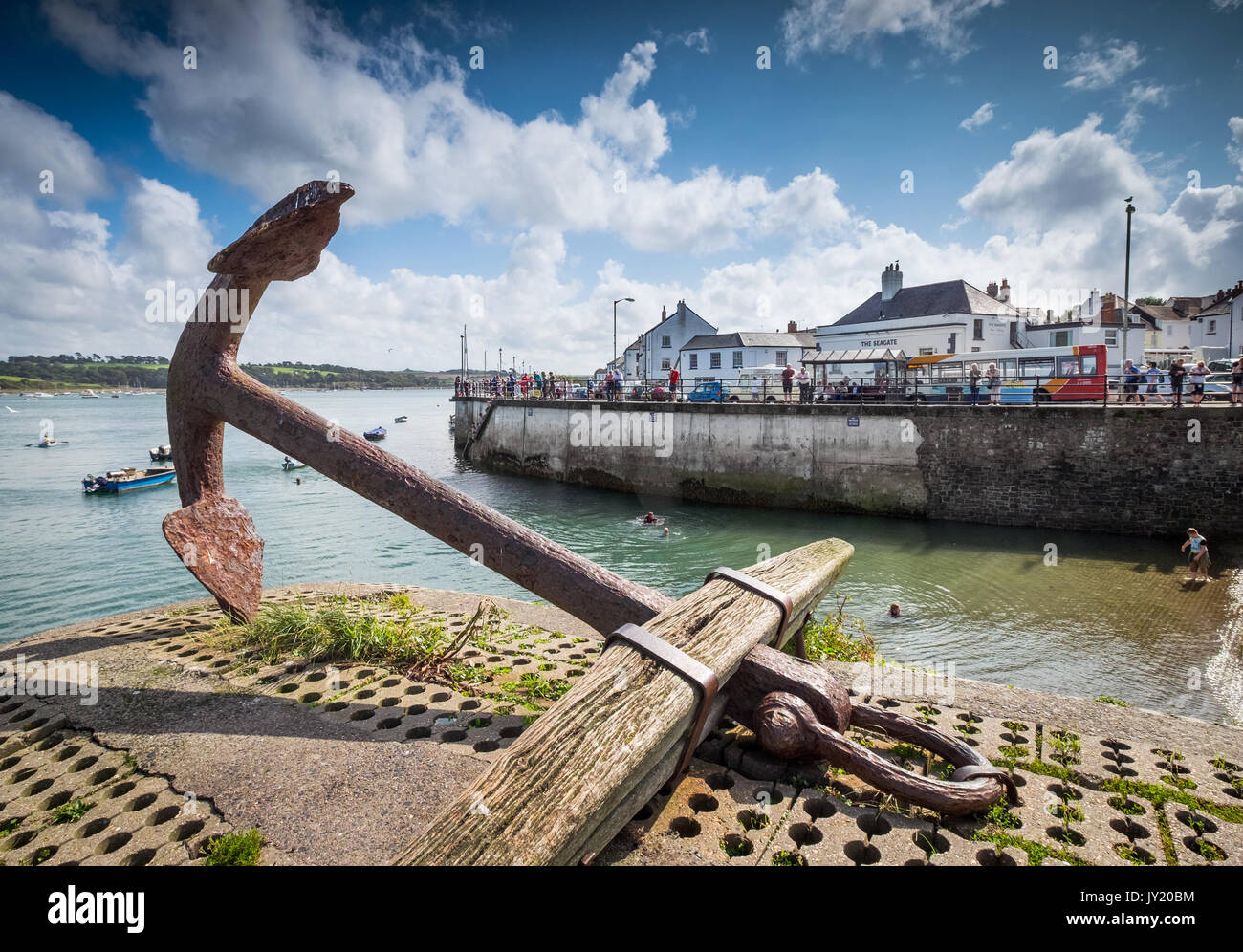 Anchor on the Quay at Appledore Village in Devon, UK Stock Photo