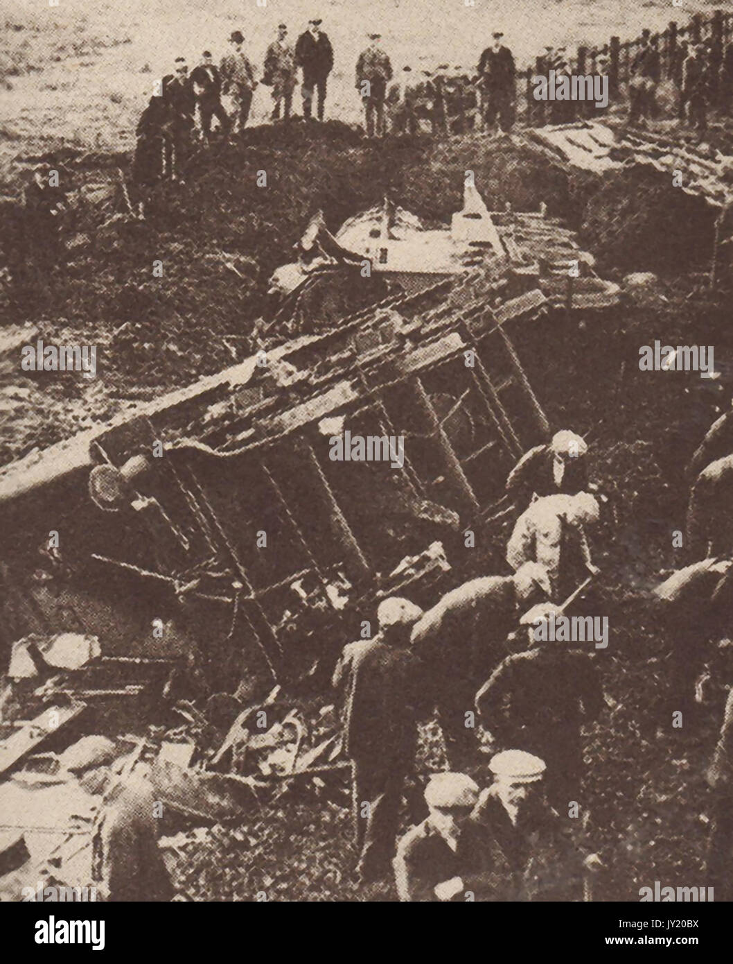 1932 (17th June) -A news picture showing the aftermath of the great Bridgeford, Staffordshire, England railway disaster Stock Photo