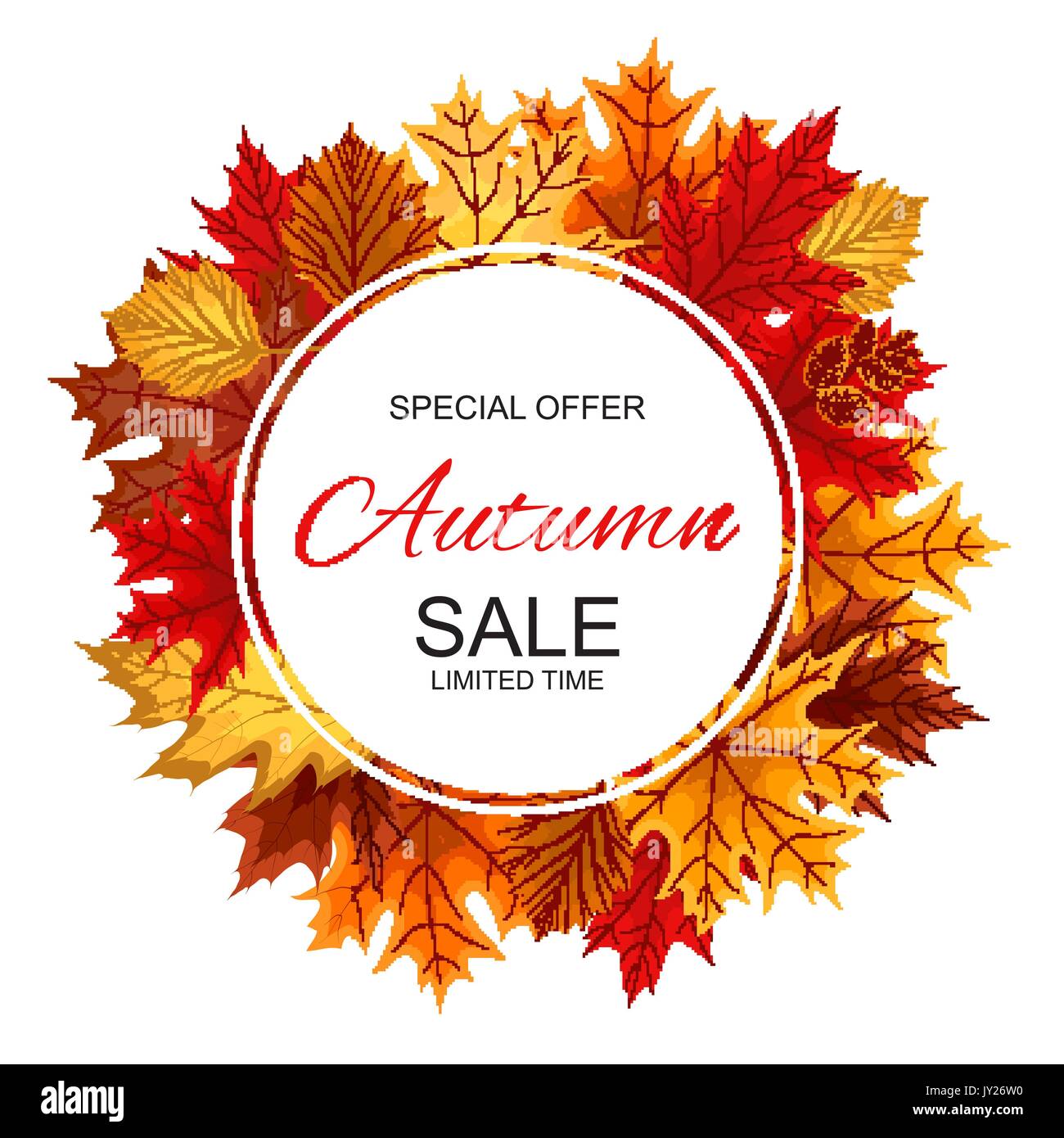 Abstract Vector Illustration Autumn Sale Background with Falling Stock ...