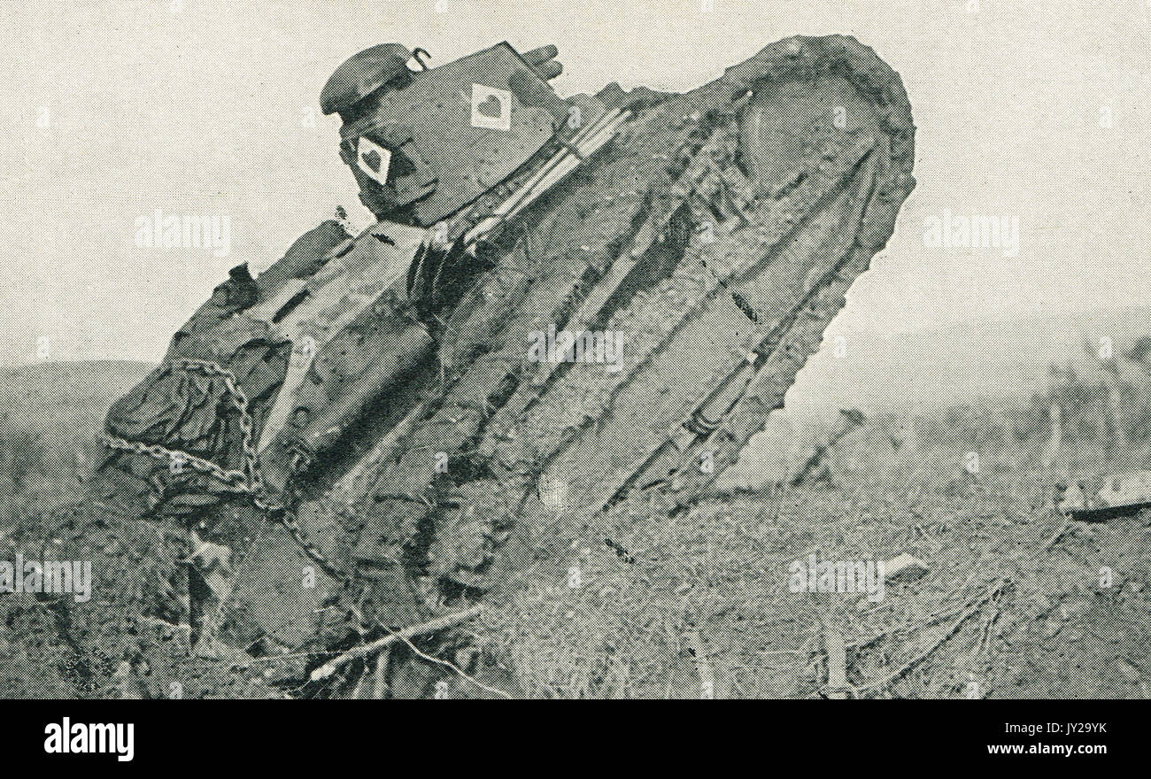 WW1 American forces light tank in action, WW1 Stock Photo