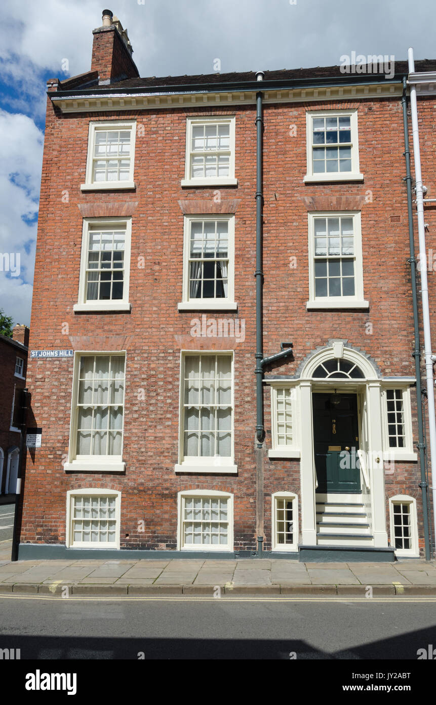 Tall houses in St John's Hill in Shrewsbury, Shropshire Stock