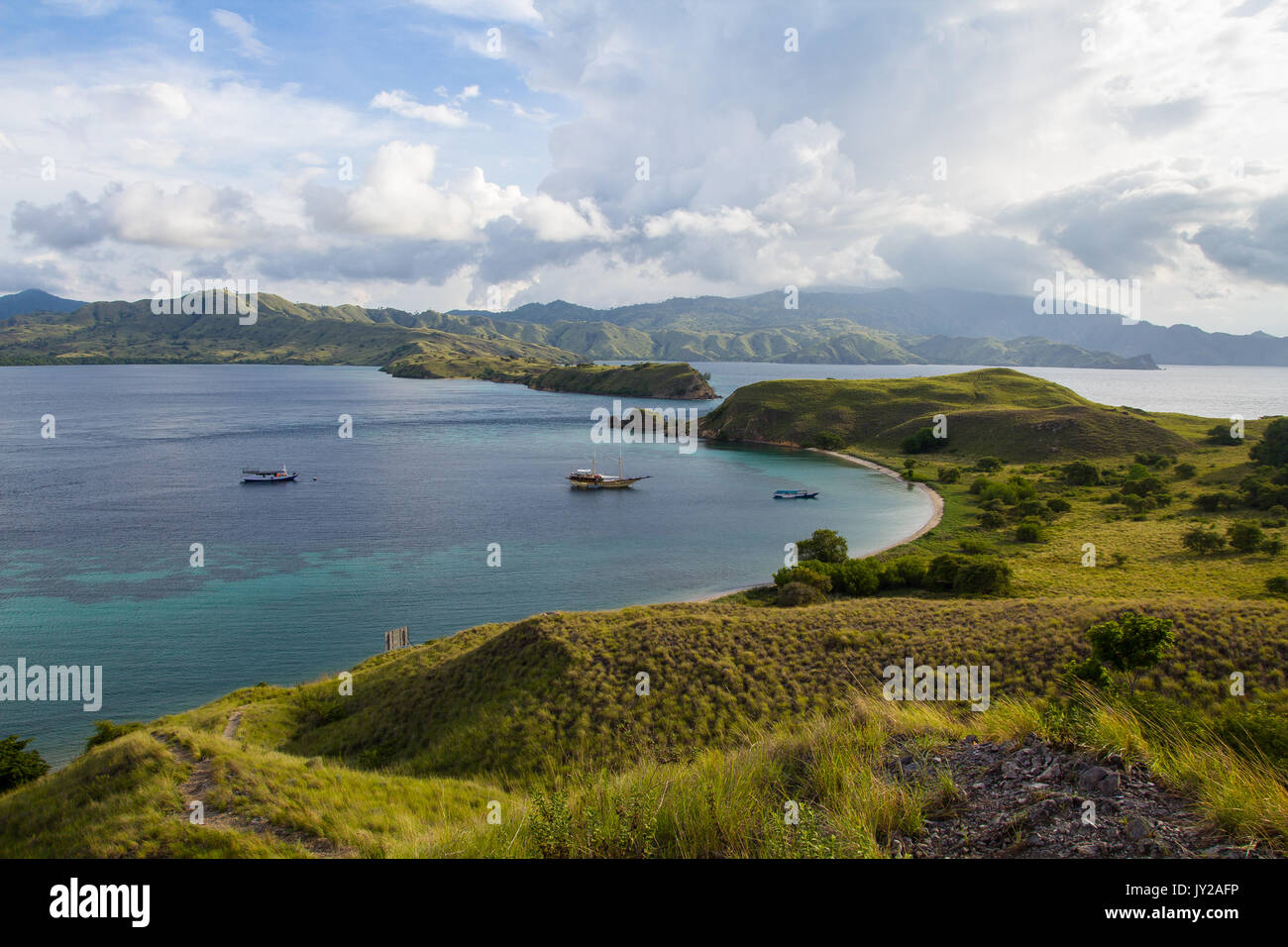 a view from gili lawadarat looking to komodo island Stock Photo