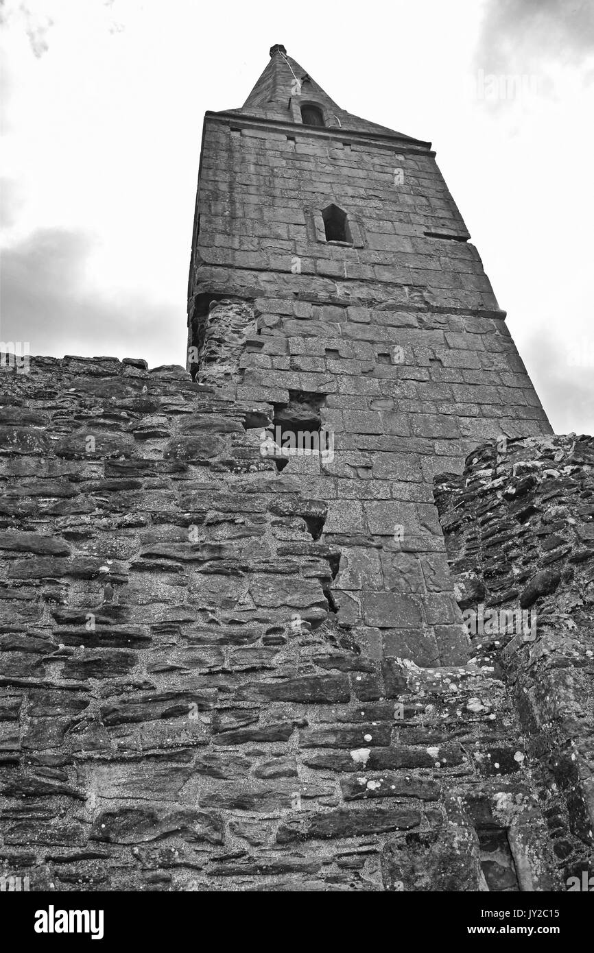 Restenneth Priory Ruins, by Forfar, Angus, Scotland (Black & White) Stock Photo
