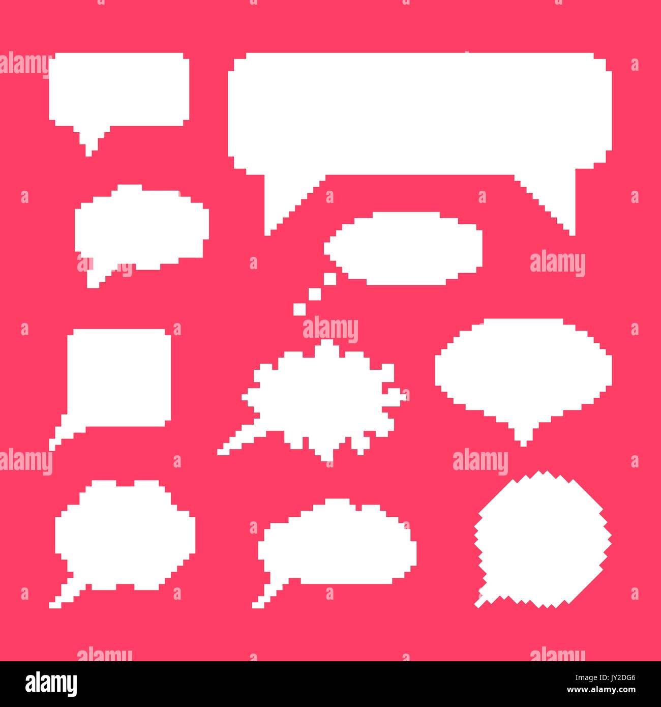 white speech bubbles set on pink background Stock Vector