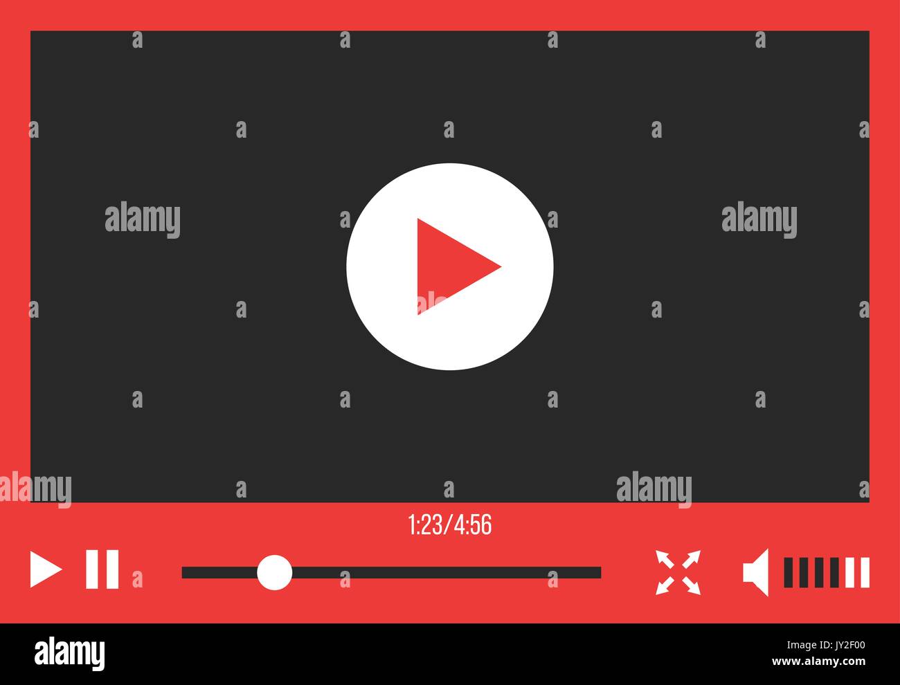 red video player interface isolated on white background Stock Vector ...