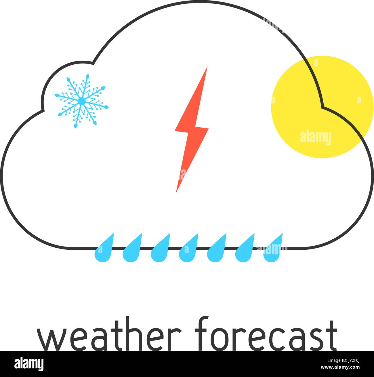 weather forecast logotype with outline cloud Stock Vector
