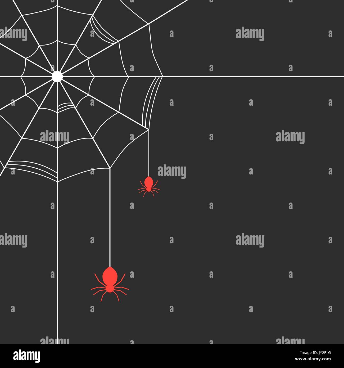 white cobweb with red spiders Stock Vector