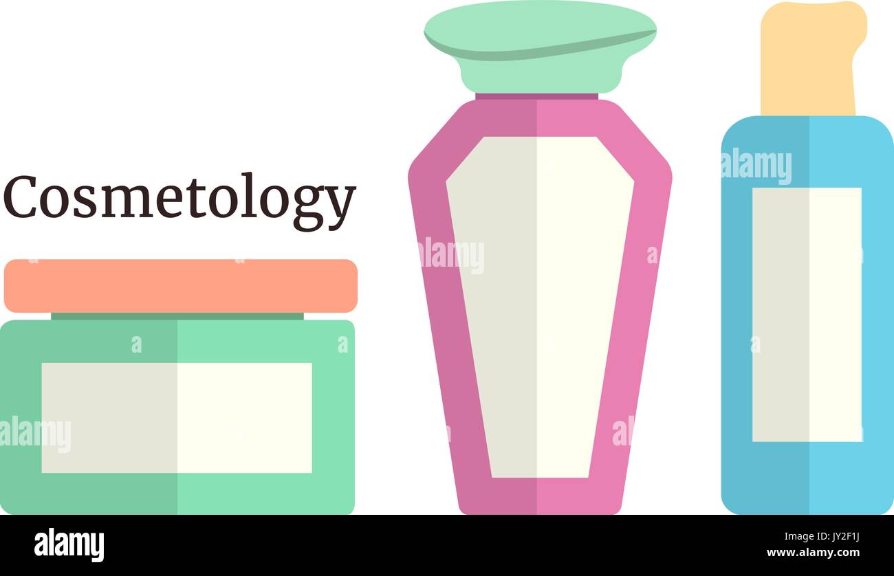 cosmetology with colored flacons Stock Vector