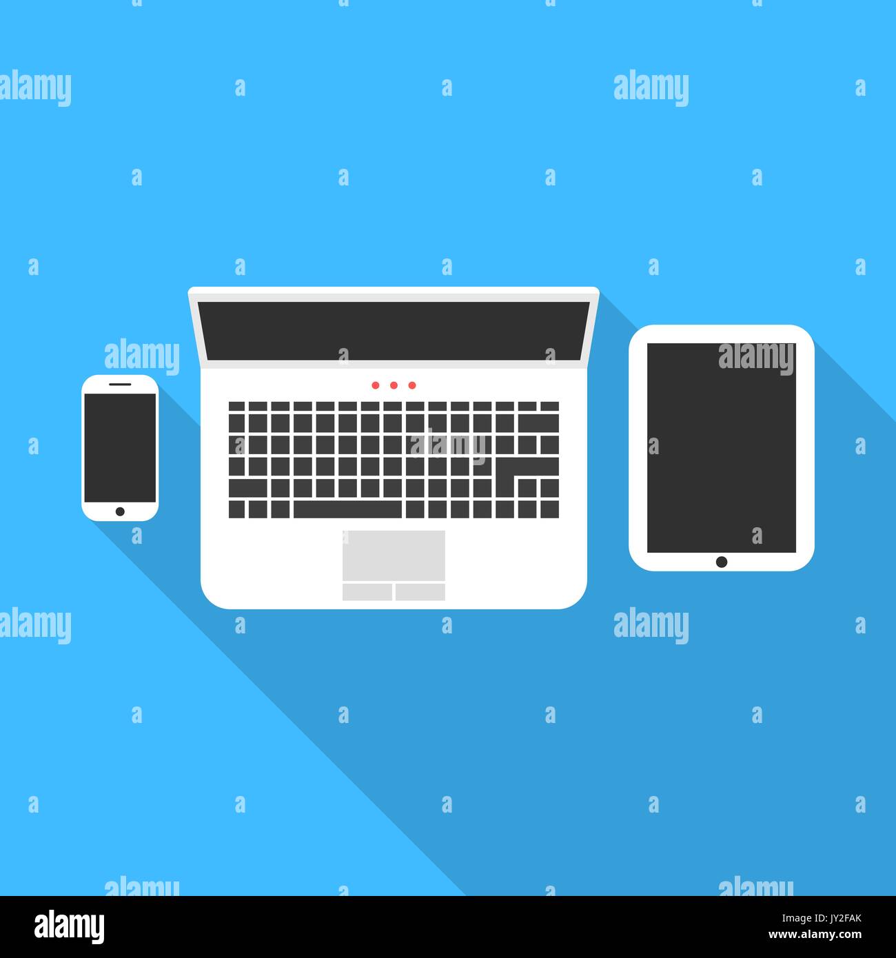 phone notebook and tablet with long shadow Stock Vector