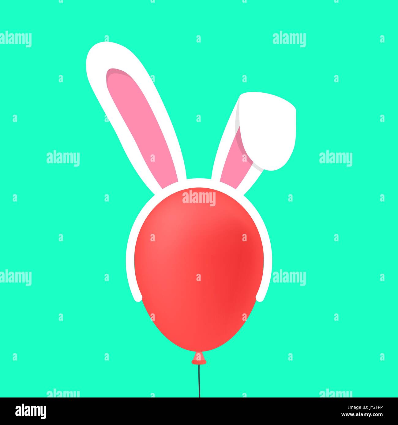 rabbit ears mask on red baloon Stock Vector