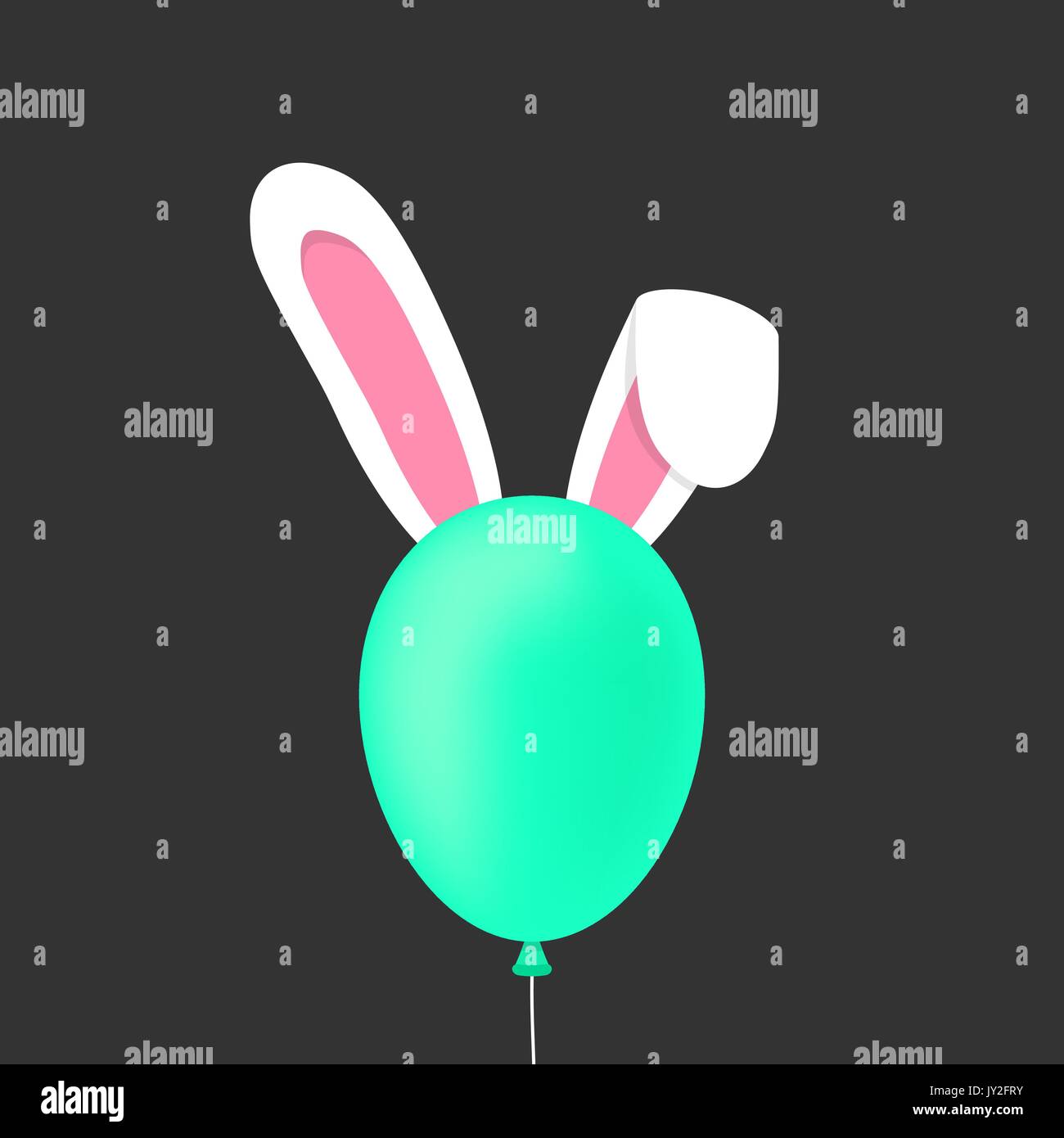 rabbit ears behind the green baloon