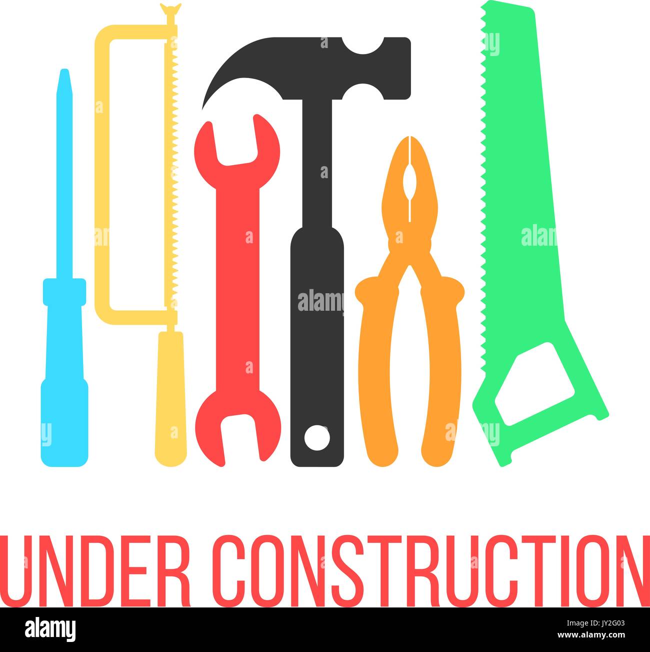 under construction logotype with colored tools Stock Vector