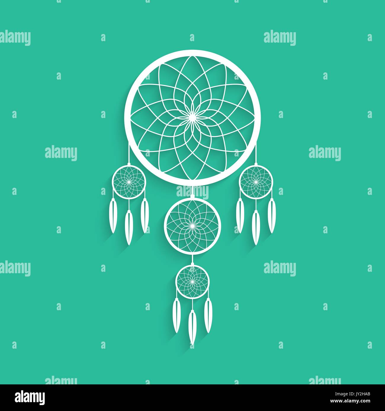 white dream catcher with shadow Stock Vector