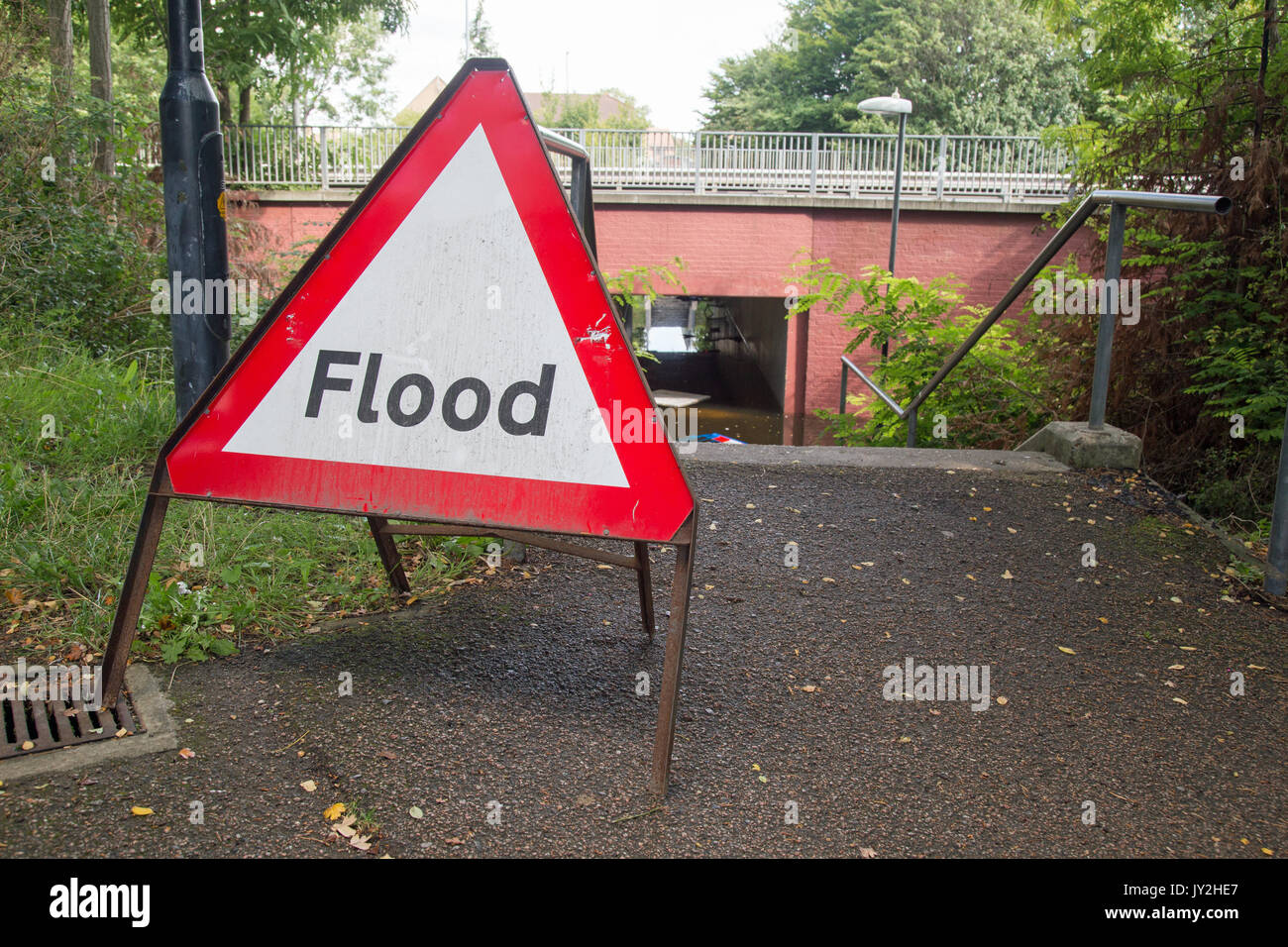 17th August 2017, Park Drive,Wickford Essex, Flooded underpass Stock