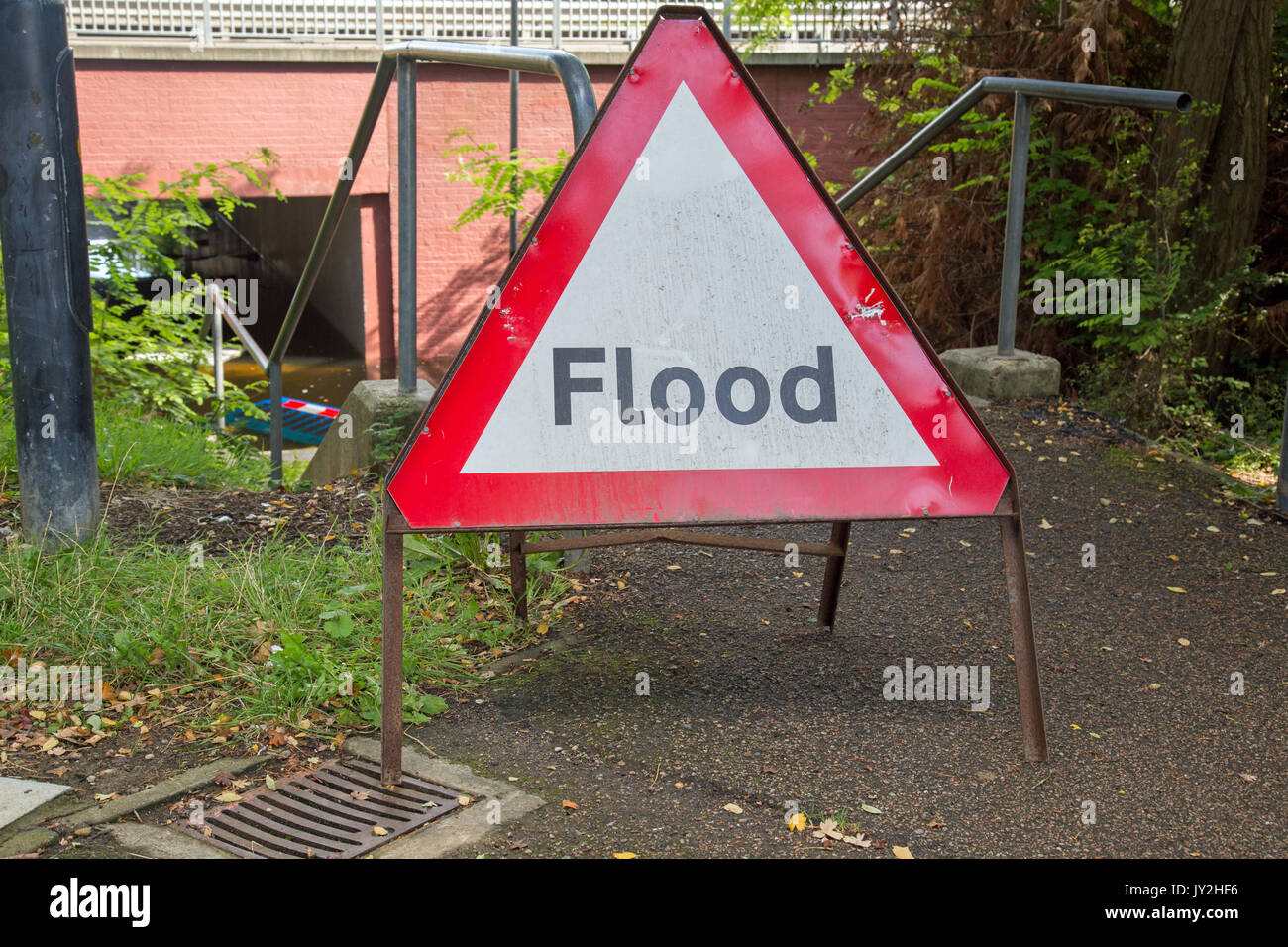 17th August 2017, Park Drive,Wickford Essex, Flooded underpass Stock Photo Alamy