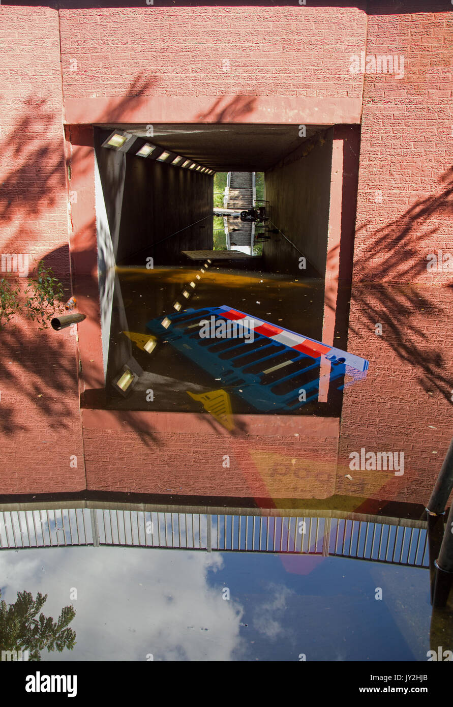 17th August 2017, Park Drive,Wickford Essex, Flooded underpass Stock Photo Alamy