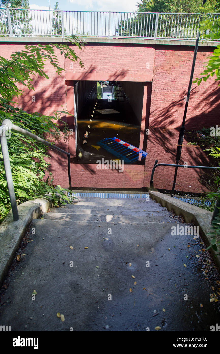 17th August 2017, Park Drive,Wickford Essex, Flooded underpass Stock Photo Alamy
