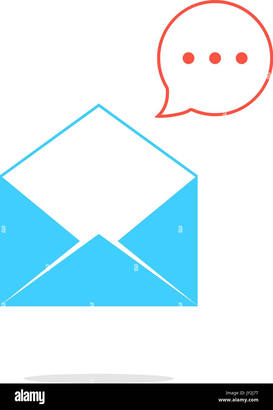 blue opened letter with red speech bubble Stock Vector