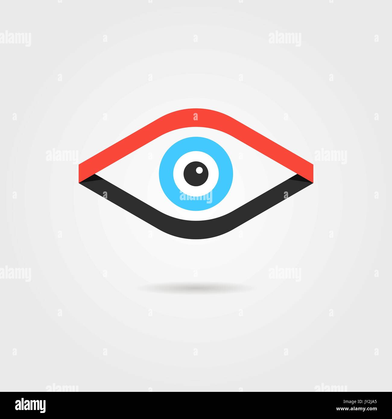 eye logotype from red and black ribbons Stock Vector