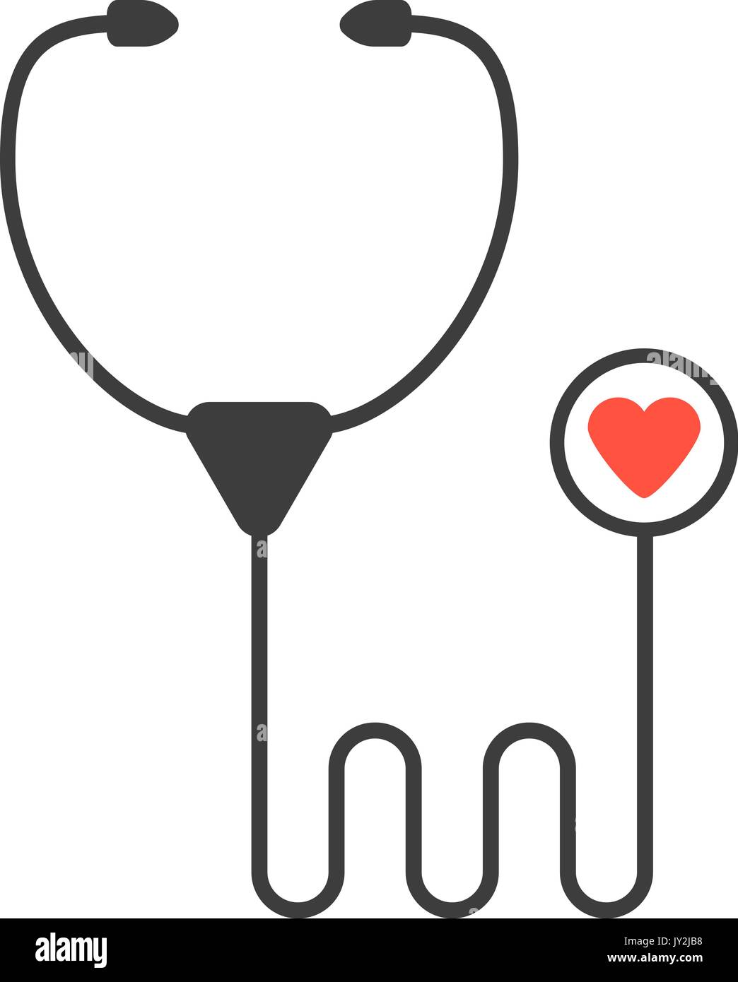 black stethoscope icon with red heart Stock Vector Image & Art - Alamy