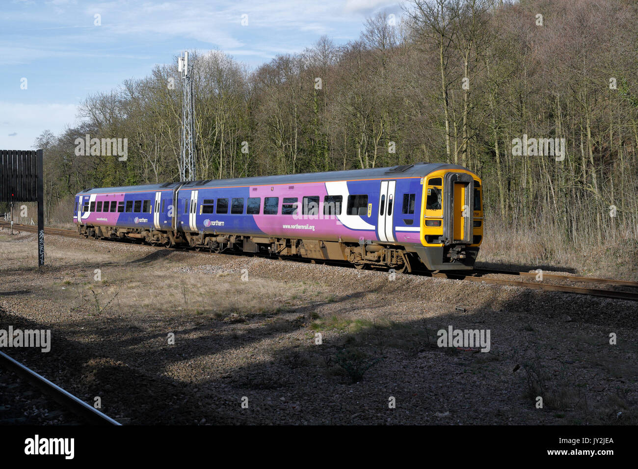 Northern Rail Passenger train, class 158 multiple unit at Dore Station. Sheffield England Stock Photo