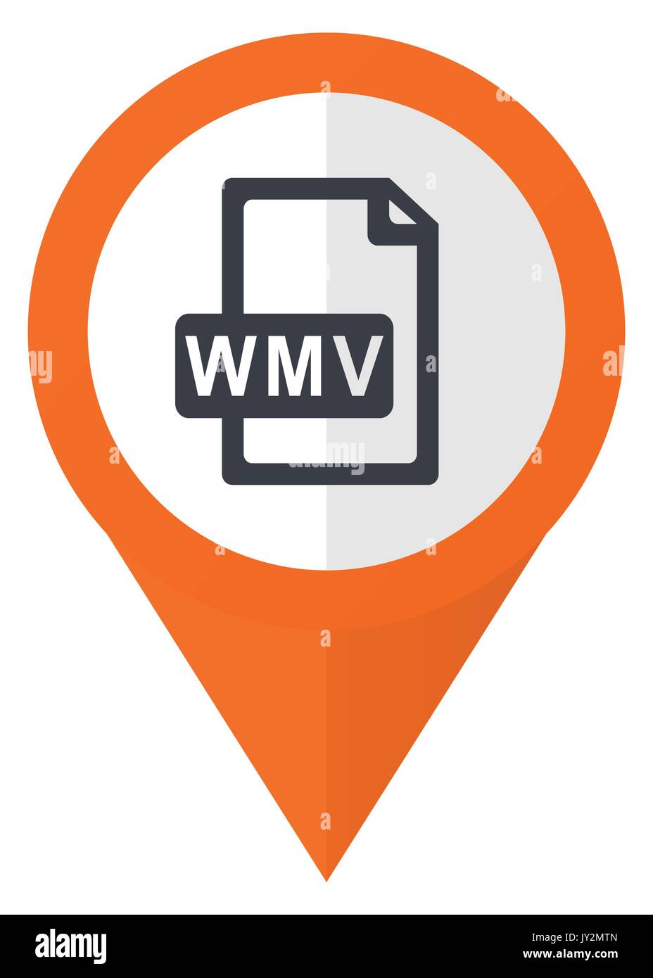 Wmv file orange pointer vector icon in eps 10 isolated on white background. Stock Vector