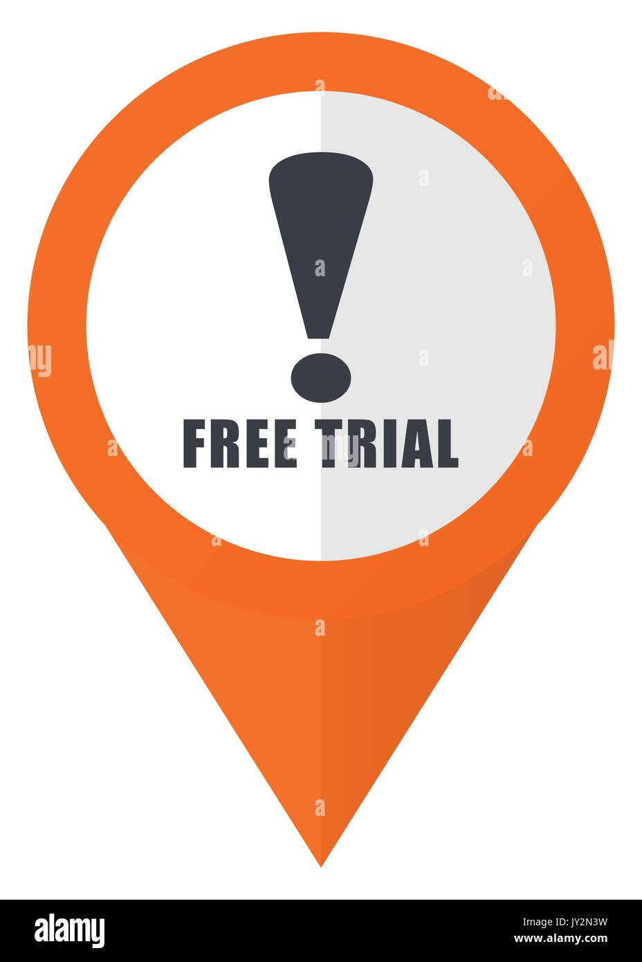 Free trial orange pointer vector icon in eps 10 isolated on white background. Stock Vector