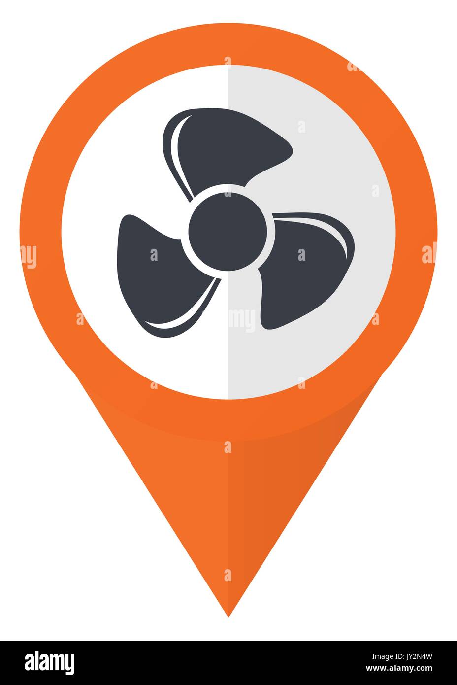 Fan orange pointer vector icon in eps 10 isolated on white background. Stock Vector