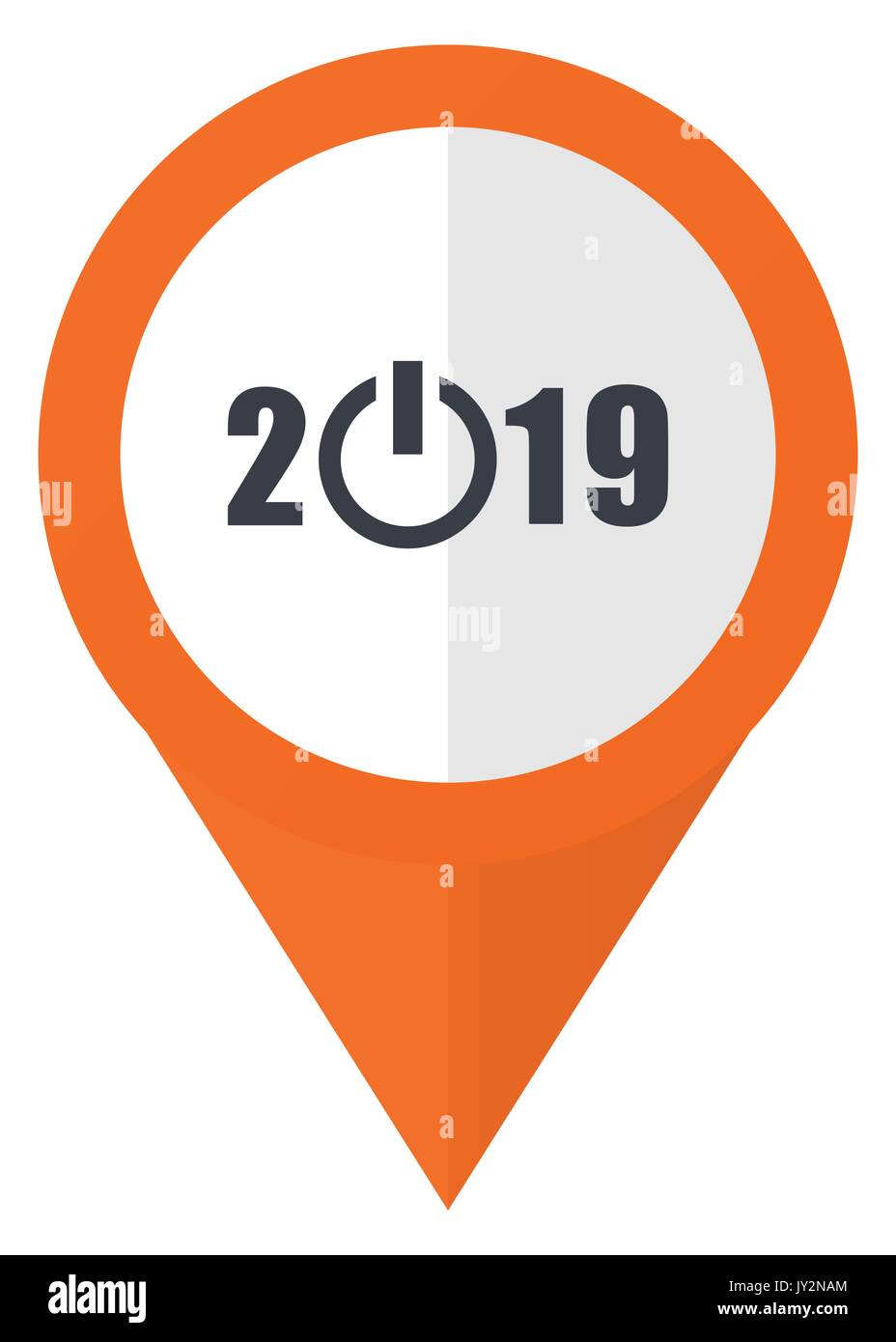 New year 2019 orange pointer vector icon in eps 10 isolated on white background. Stock Vector