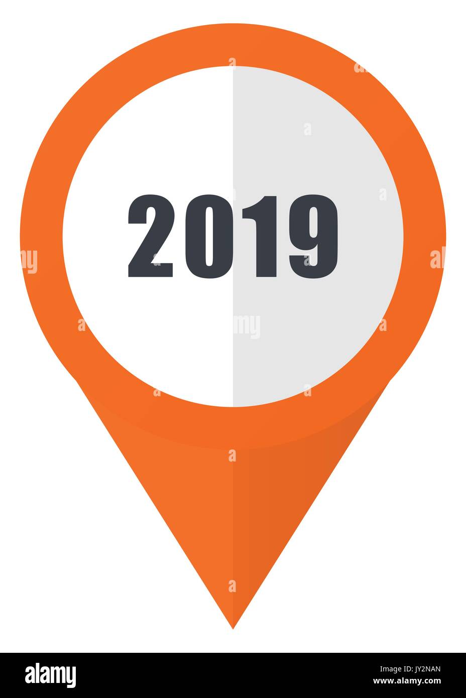New year 2019 orange pointer vector icon in eps 10 isolated on white background. Stock Vector