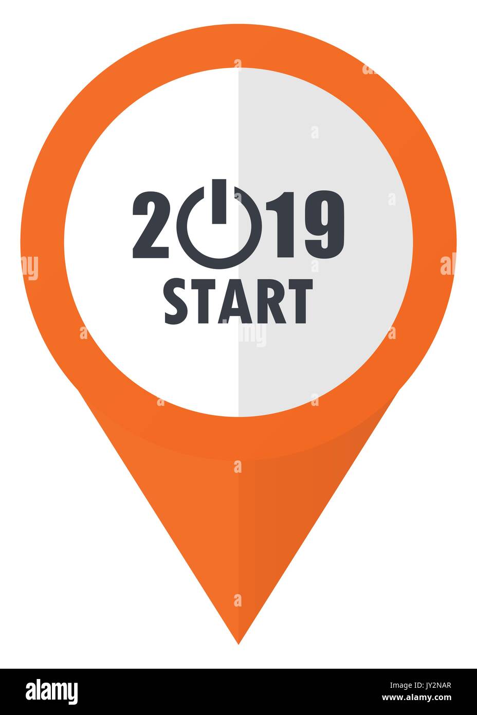 New year 2019 orange pointer vector icon in eps 10 isolated on white background. Stock Vector