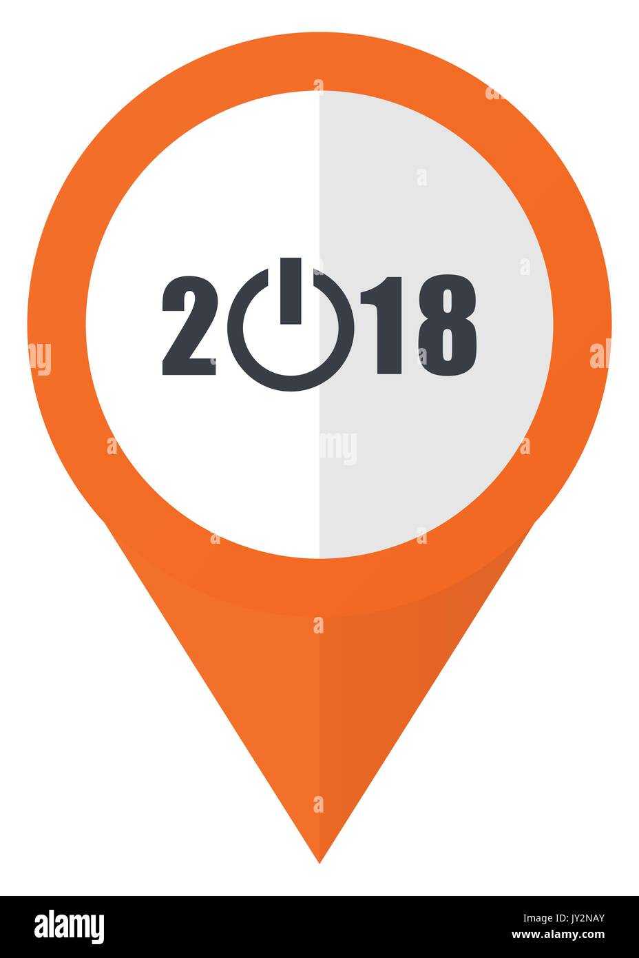 New year 2018 orange pointer vector icon in eps 10 isolated on white background. Stock Vector