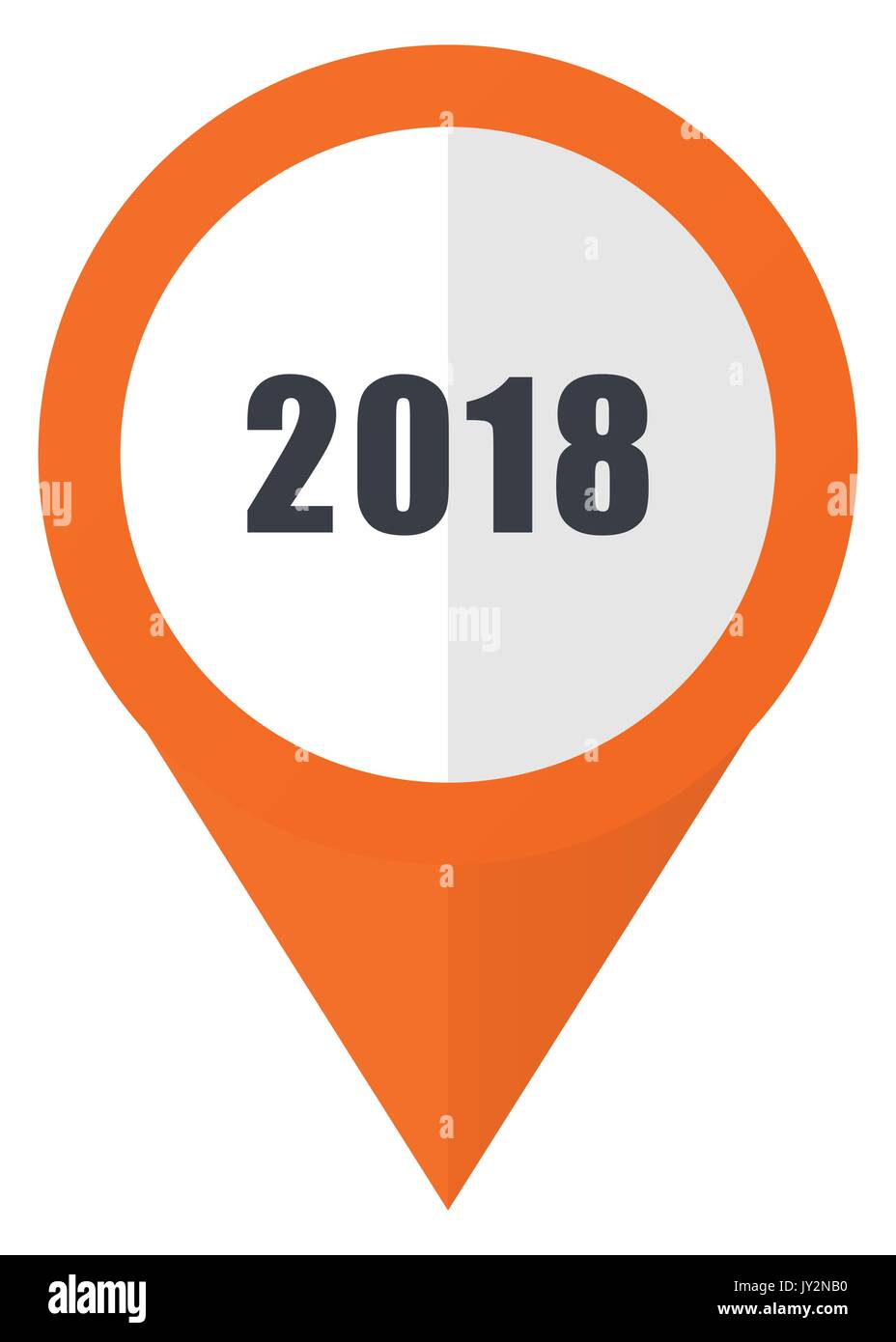 New year 2018 orange pointer vector icon in eps 10 isolated on white background. Stock Vector