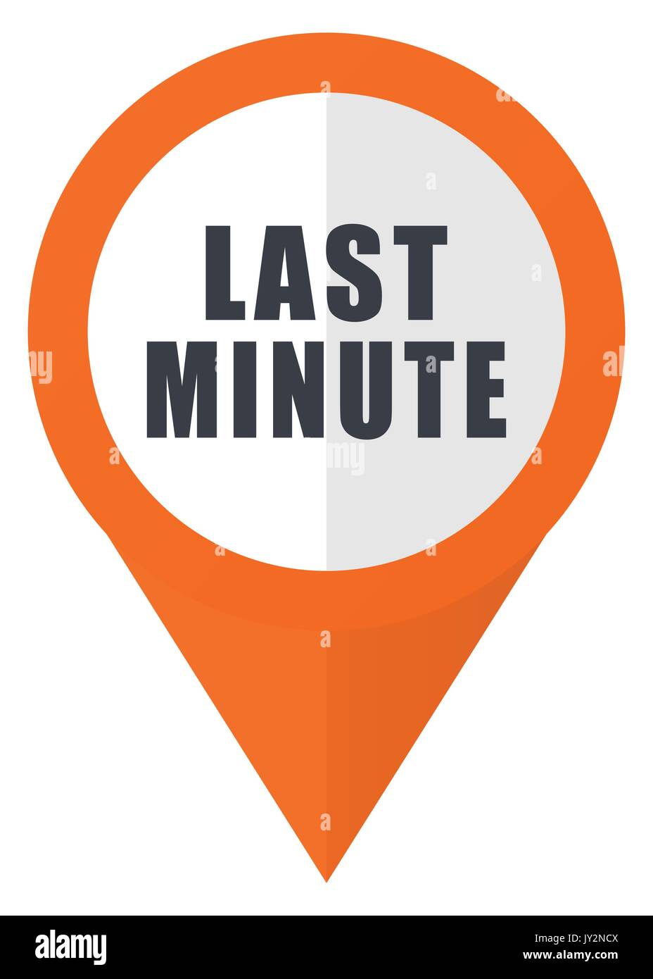 Last minute orange pointer vector icon in eps 10 isolated on white background. Stock Vector