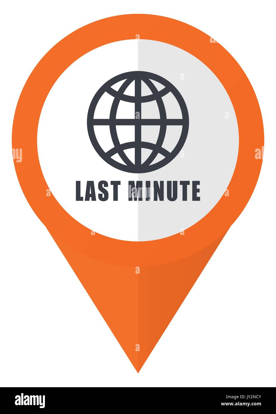Last minute orange pointer vector icon in eps 10 isolated on white background. Stock Vector