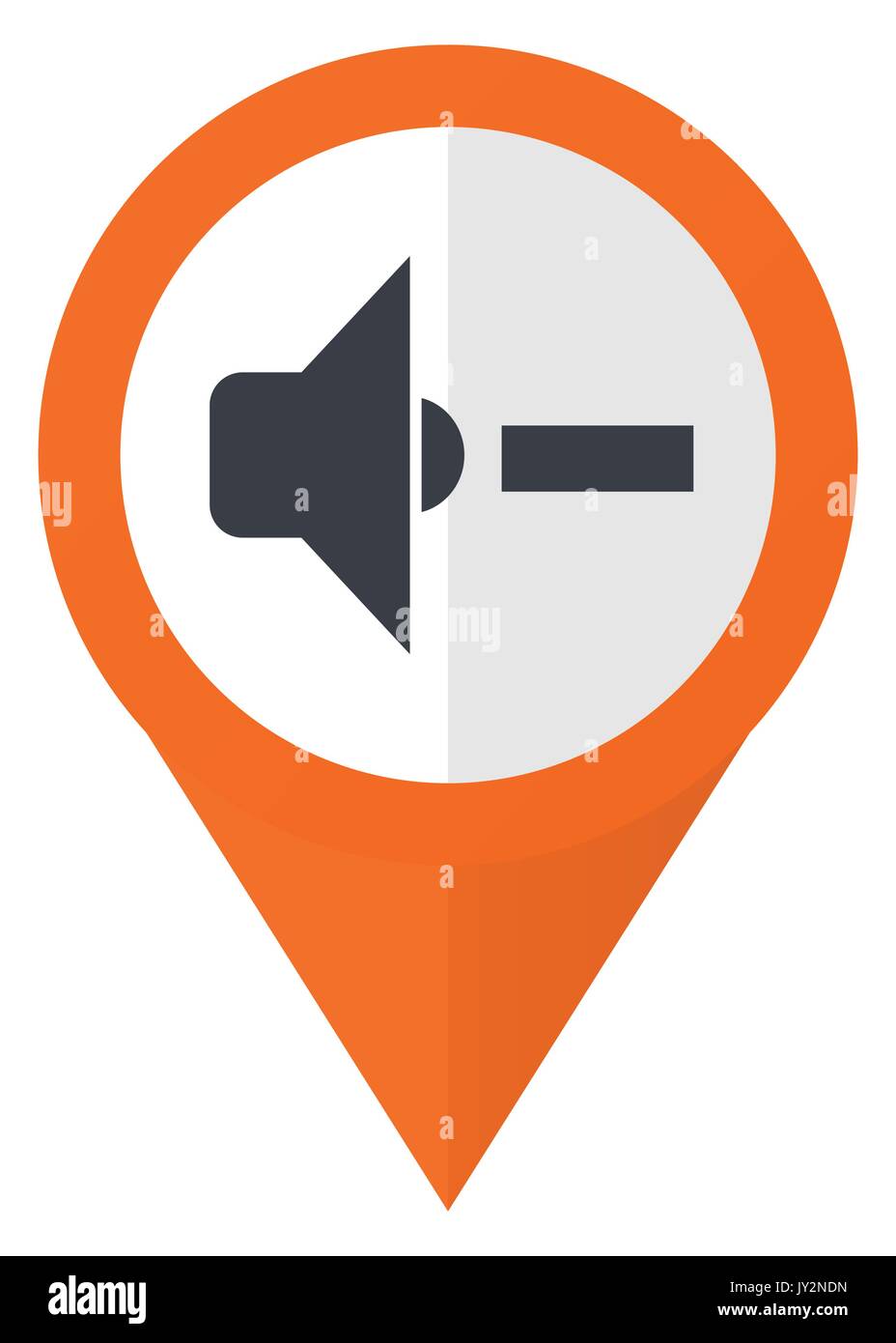 Speaker volume orange pointer vector icon in eps 10 isolated on white background. Stock Vector