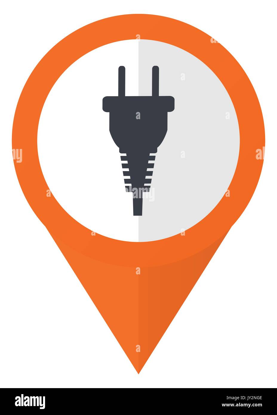 Plug orange pointer vector icon in eps 10 isolated on white background. Stock Vector