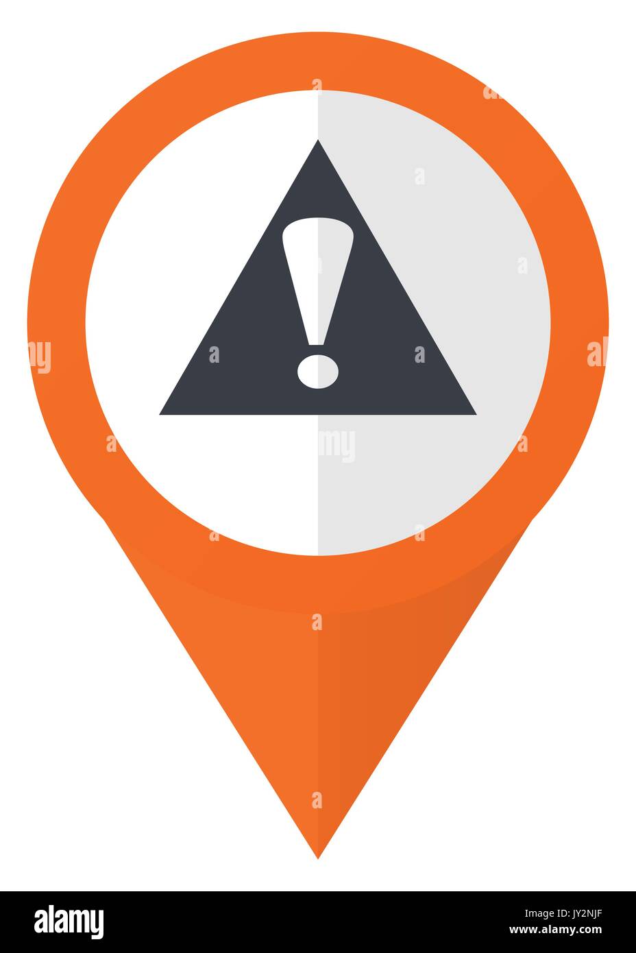 Exclamation sign orange pointer vector icon in eps 10 isolated on white background. Stock Vector