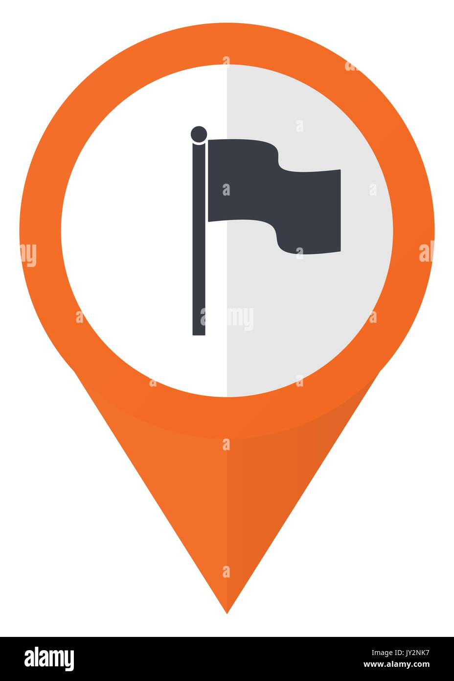 Flag orange pointer vector icon in eps 10 isolated on white background. Stock Vector