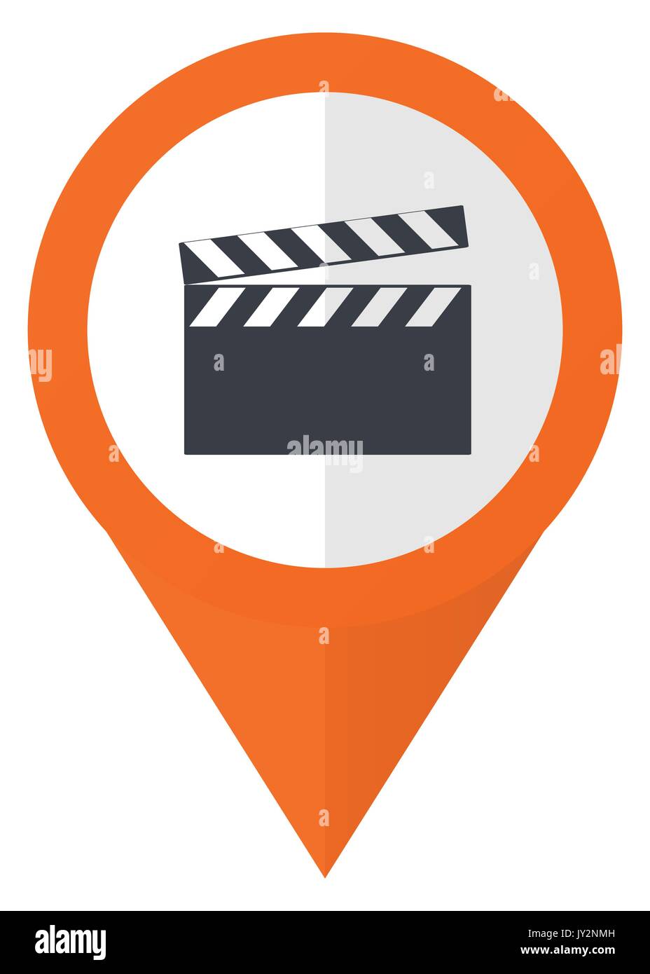 Video orange pointer vector icon in eps 10 isolated on white background. Stock Vector