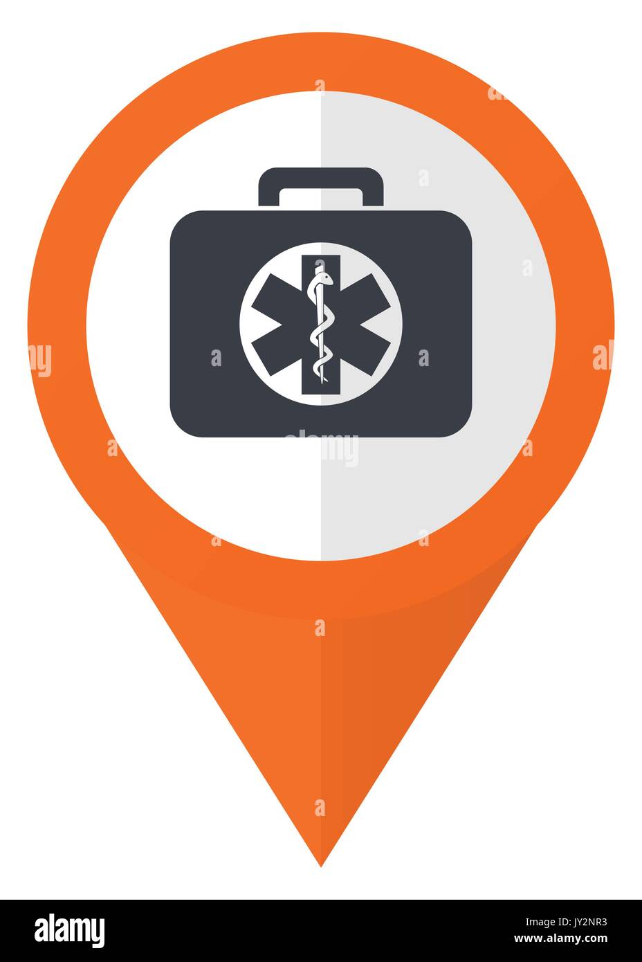 Rescue kit orange pointer vector icon in eps 10 isolated on white background. Stock Vector