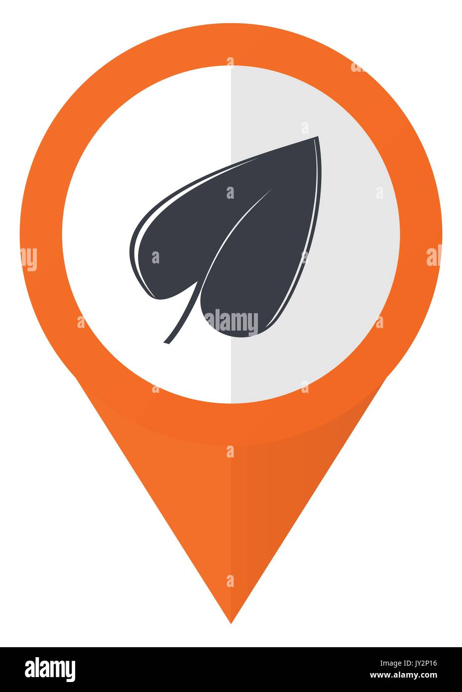 Leaf orange pointer vector icon in eps 10 isolated on white background. Stock Vector