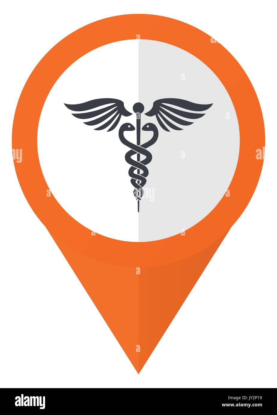 Emergency orange pointer vector icon in eps 10 isolated on white background. Stock Vector