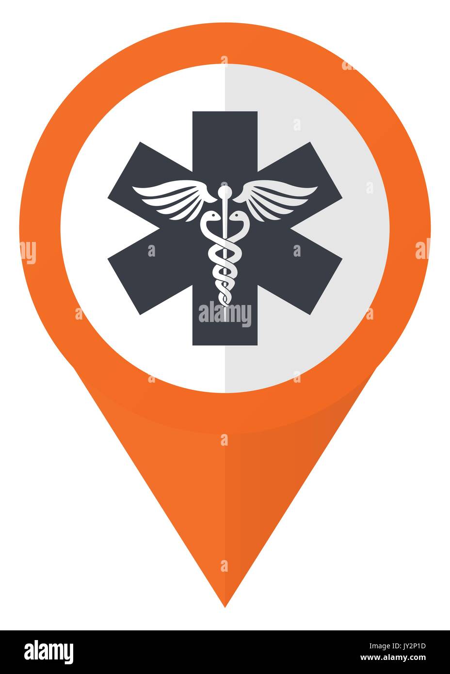 Emergency orange pointer vector icon in eps 10 isolated on white background. Stock Vector