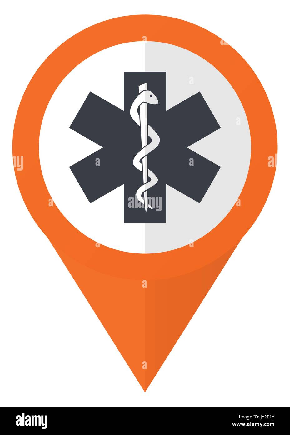 Emergency orange pointer vector icon in eps 10 isolated on white background. Stock Vector