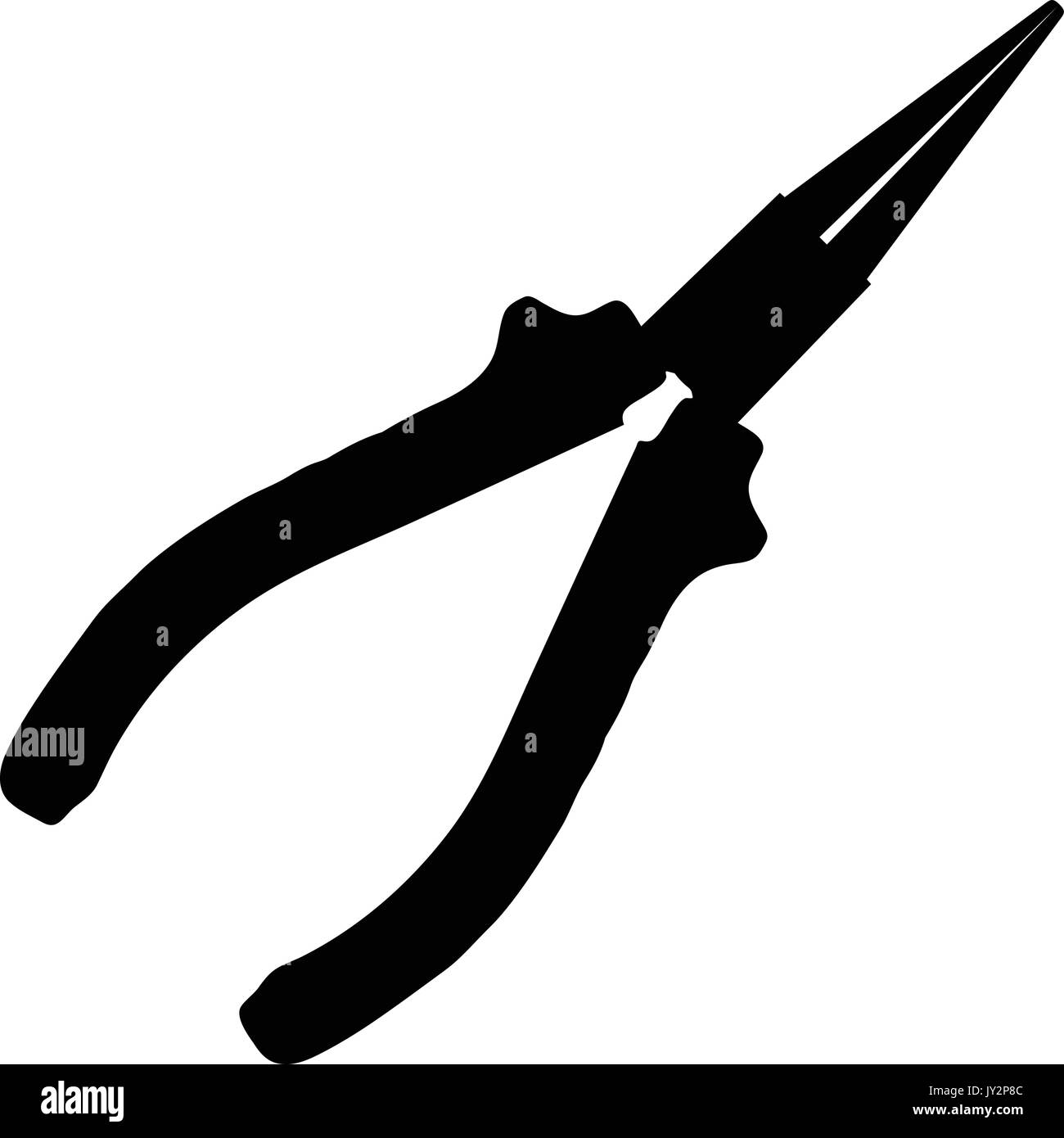 A black and white silhouette of a pair of pliers Stock Vector