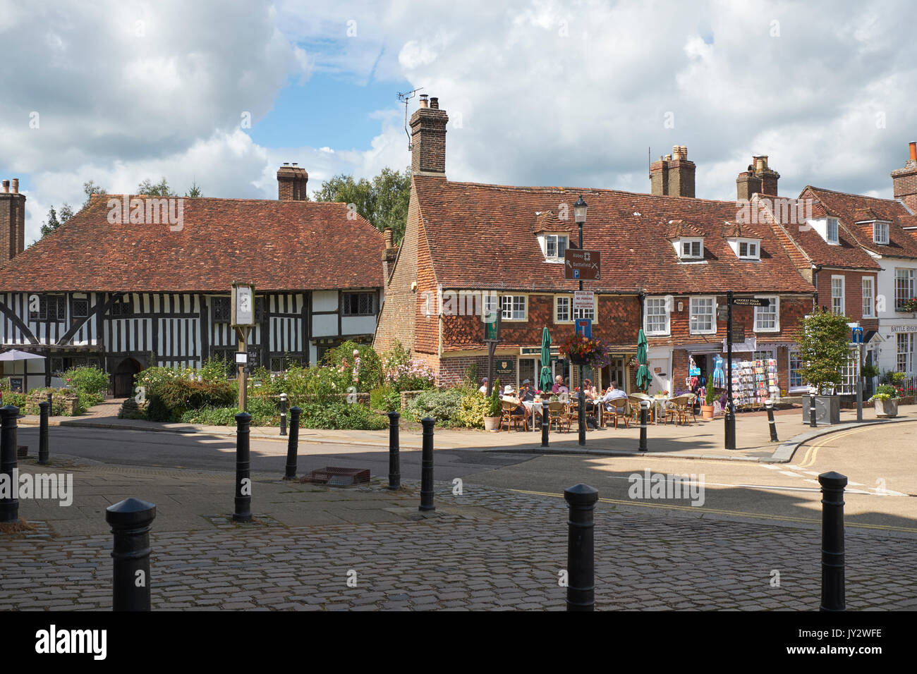 Battle Abbey, restaurants and cafes in medieval houses outside Battle