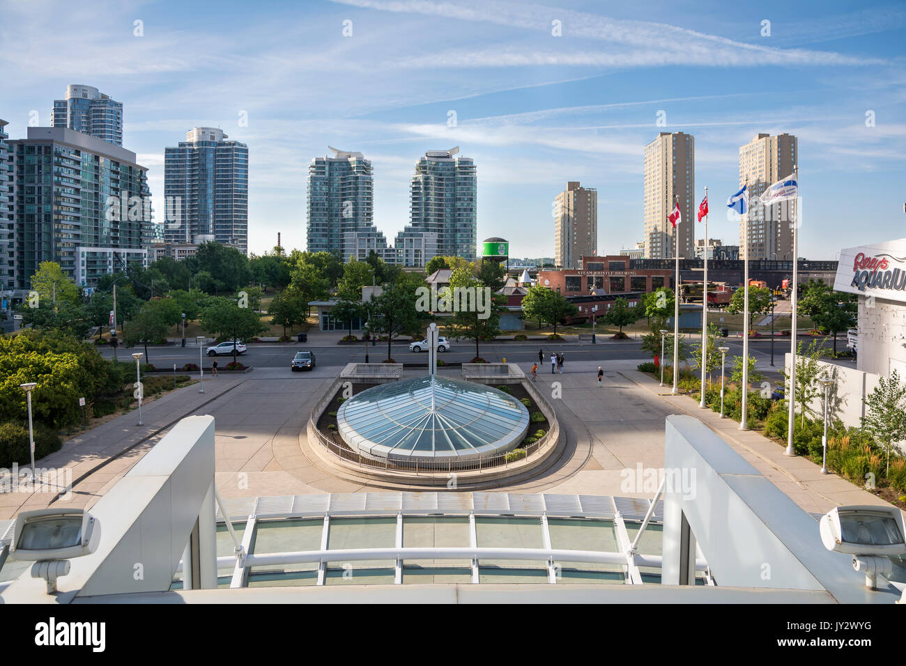 Toronto,Canada-august 2,2015:Suggestive view of skyscrapers from the Toronto convention centre in downtown Toronto during a sunny day Stock Photo